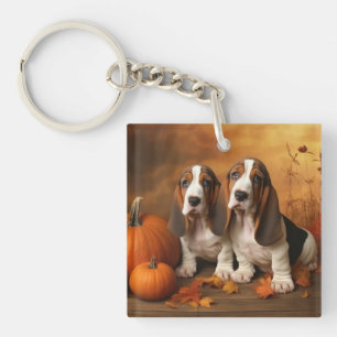 Basset Hound Welpe Herbst Delight Pumpen Schlüsselanhänger