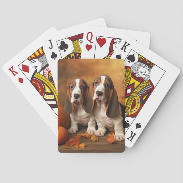 Basset Hound Welpe Herbst Delight Pumpen Spielkarten (Rückseite)