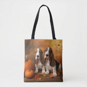 Basset Hound Welpe Herbstfreude Kürbis