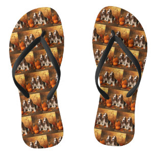 Basset Hound Welpe Herbstfreude Kürbis Flip Flops