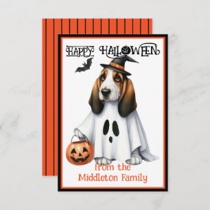 Basset Hound Welpe Hund glücklich Halloween Mitteilungskarte