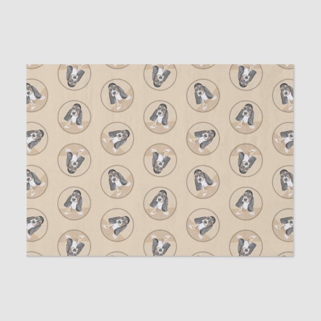 Basset Hound Welpe Malerei dreisfarbige Niedliche  Seidenpapier (Vorderseite)