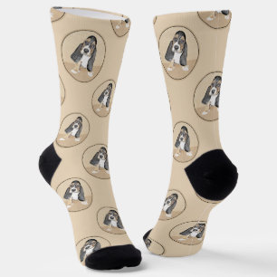 Basset Hound Welpe Malerei dreisfarbige Niedliche Socken