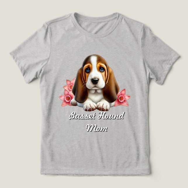 Basset Hound Welpe mit Blume Tri-Blend Shirt (Design Vorderseite)