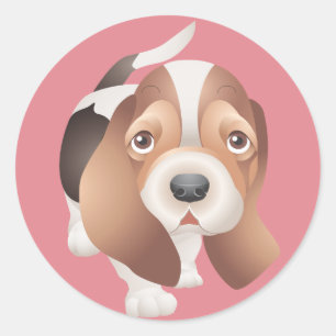 Basset Hound Welpen Hund Aufkleber / Etikett