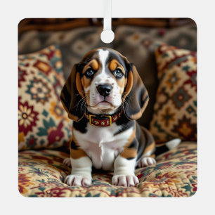 Basset Hound Welpen Hund Personalisiert Weihnachte Ornament Aus Metall