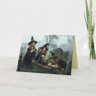 Basset Hound Witch Halloween Card Feiertagskarte