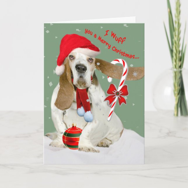 Basset Hound wünscht frohe Weihnachten (Vorderseite)