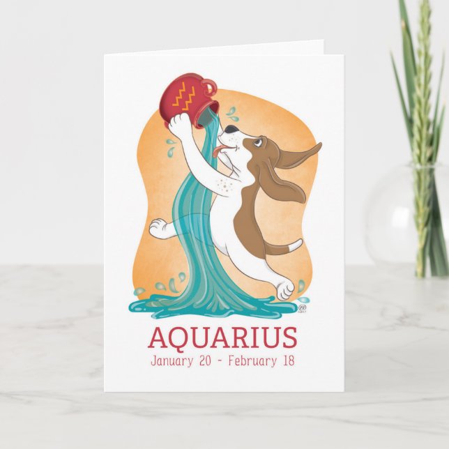 Basset Hound Zodiac Aquarius Card Dankeskarte (Vorderseite)