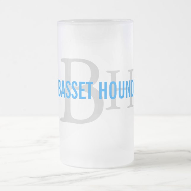 Basset Hound-Zucht-Monogramm-Entwurf Mattglas Bierglas (Mittel)