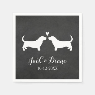 Basset Hounds Hochzeitscouple mit benutzerdefinier Serviette