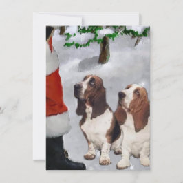 Basset Hounds Meet Santa Weihnachtskarte