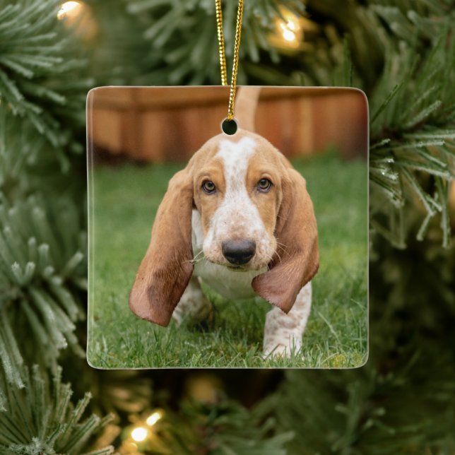 Basset Houng Welpe Walking Keramikornament (Baum)
