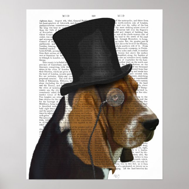 Basset-Hund, Festhund und Hut Poster (Vorne)