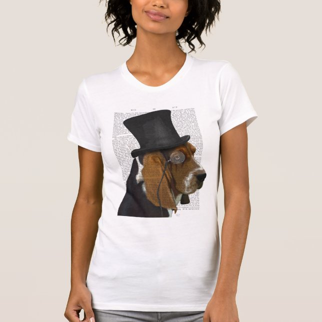 Basset-Hund, Festhund und Hut T-Shirt (Vorderseite)
