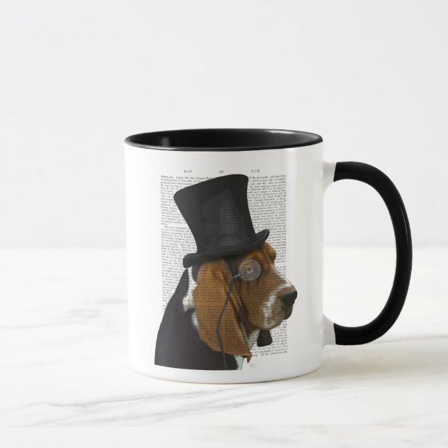 Basset-Hund, Festhund und Hut Tasse (Rechts)