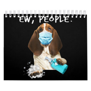 Basset-Hund für neue Leute, die eine Gesichtsmask Kalender