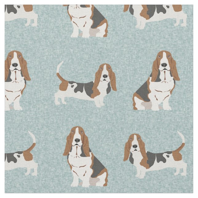 Basset Hund hellblau Stoff (Nahaufnahme)