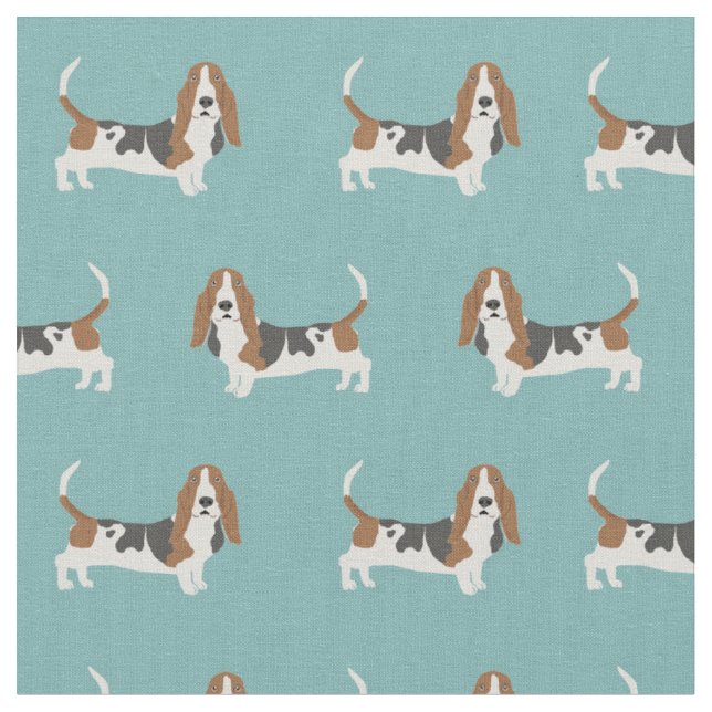 Basset Hund hellblau Stoff (Nahaufnahme)