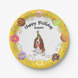 Basset Hund Hund Geburtstag Donuts Party Papierpla Pappteller