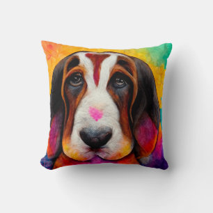 Basset Hund niedlich farbiges Kissen