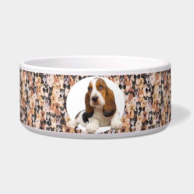 Basset-Hund personalisieren Foto & Name Hundeschal Napf (Vorderseite)