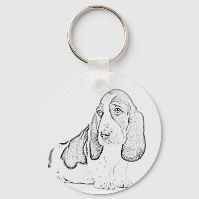 Basset-Hund Schlüsselanhänger (Vorderseite)