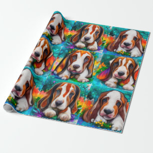 Basset Hunde Muster Wrapping Paper Geschenkpapier