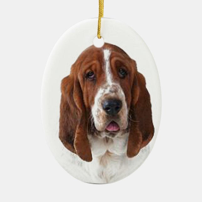 "Basset-Jagdhund " Keramik Ornament (Vorne)