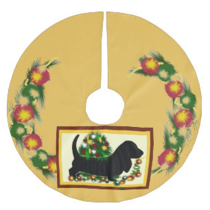 Basset-Jagdhund ~Tree Rock Polyester Weihnachtsbaumdecke