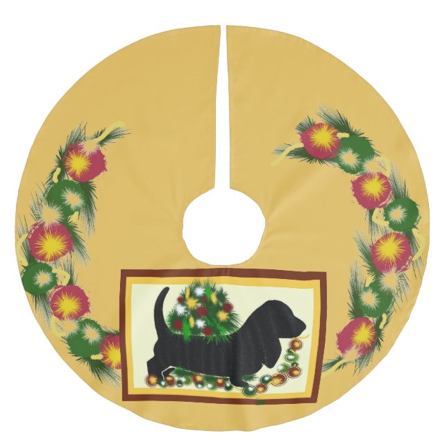 Basset-Jagdhund ~Tree Rock Polyester Weihnachtsbaumdecke (Vorderseite)