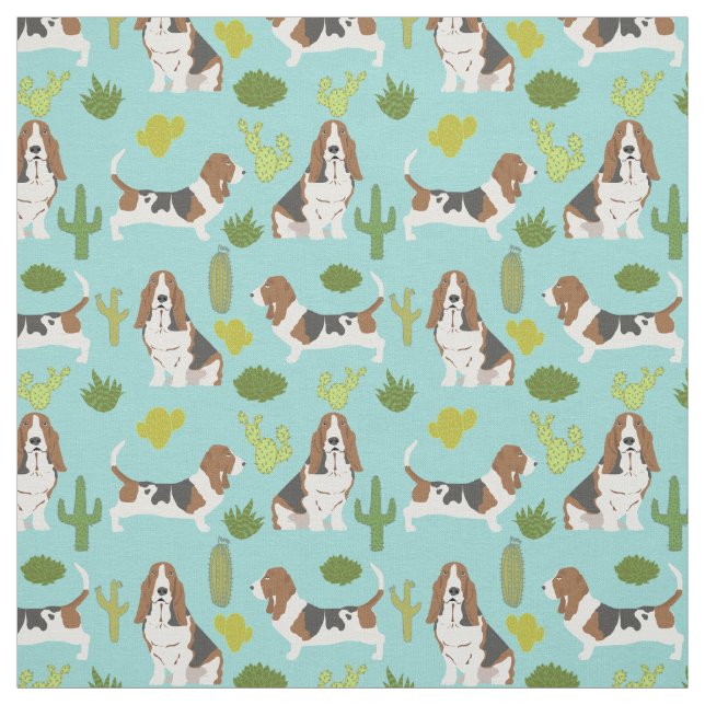 Basset-Kakteen-Gewebe - Hundegewebe für Quilt Stoff (Muster)