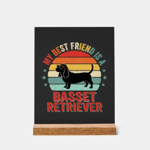 Basset Retriever Retro Sonnenuntergang Hund Acrylschild