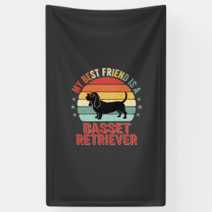 Basset Retriever Retro Sonnenuntergang Hund Banner