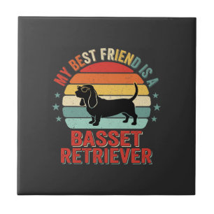 Basset Retriever Retro Sonnenuntergang Hund Fliese