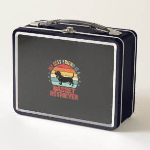Basset Retriever Retro Sonnenuntergang Hund Metall Brotdose