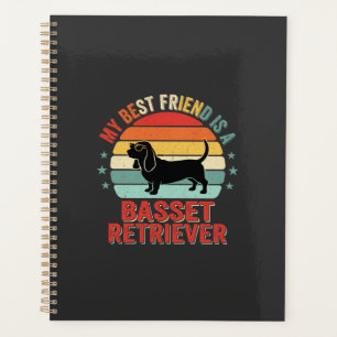 Basset Retriever Retro Sonnenuntergang Hund Planer