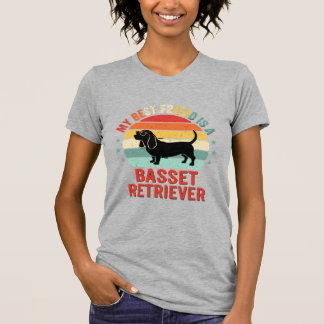 Basset Retriever Retro Sonnenuntergang Hund T-Shirt