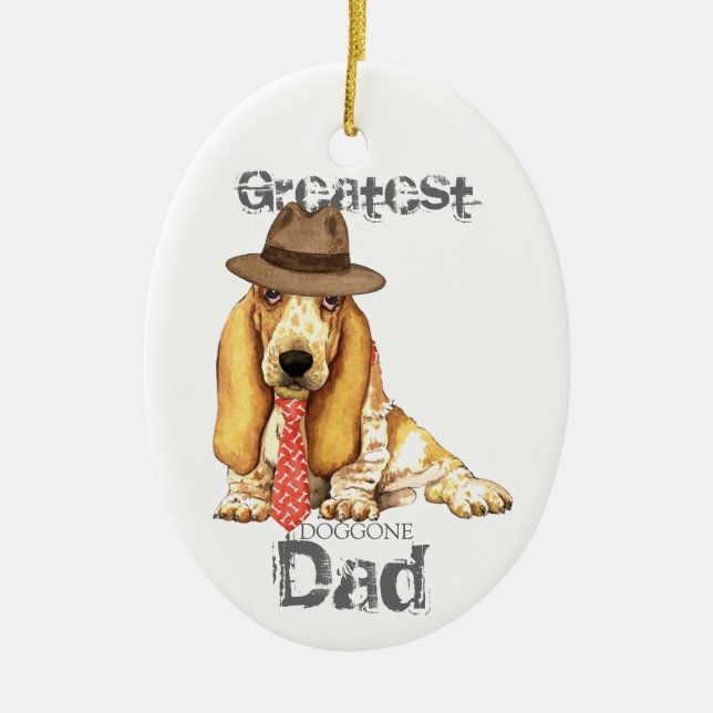 Basset Vater Keramik Ornament (Vorne)