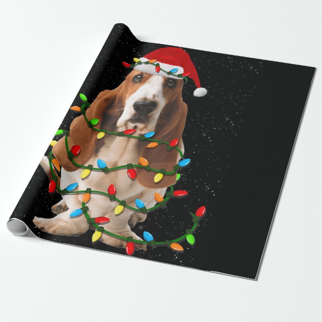 Basset-Weihnachten lustige Basset-Hund-Liebe Geschenkpapier (Ungerollt)