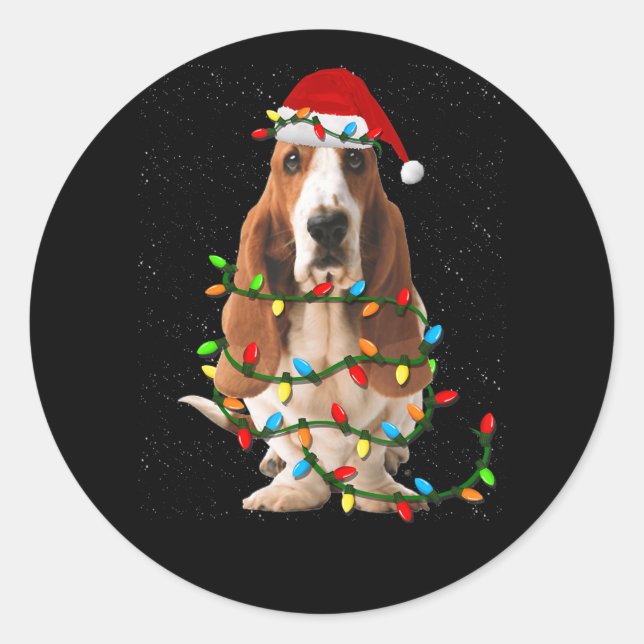 Basset-Weihnachten lustige Basset-Hund-Liebe Runder Aufkleber (Vorderseite)