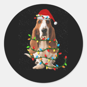 Basset-Weihnachten lustige Basset-Hund-Liebe Runder Aufkleber