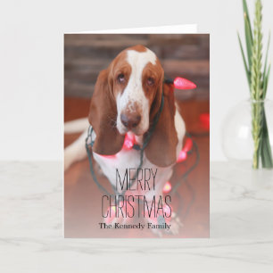 Basset, Weihnachten, Weihnachtslichter Feiertagskarte