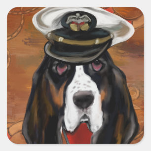 BASSETHOUND QUADRATISCHER AUFKLEBER