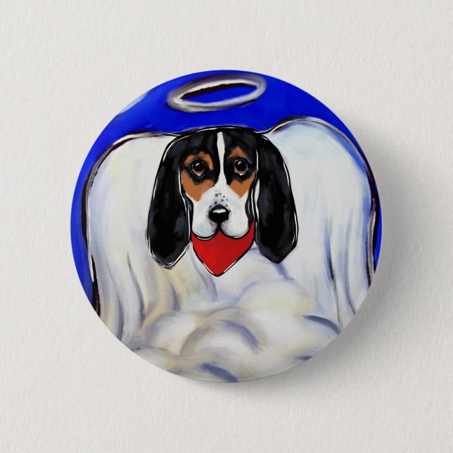 Bassett Hound Angel Button (Vorderseite)