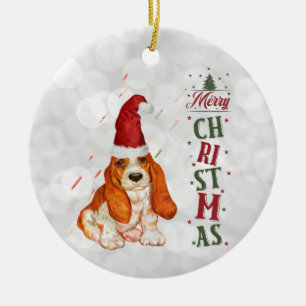 Bassett Hound Niedlicher Hund Weihnachten Keramik Ornament