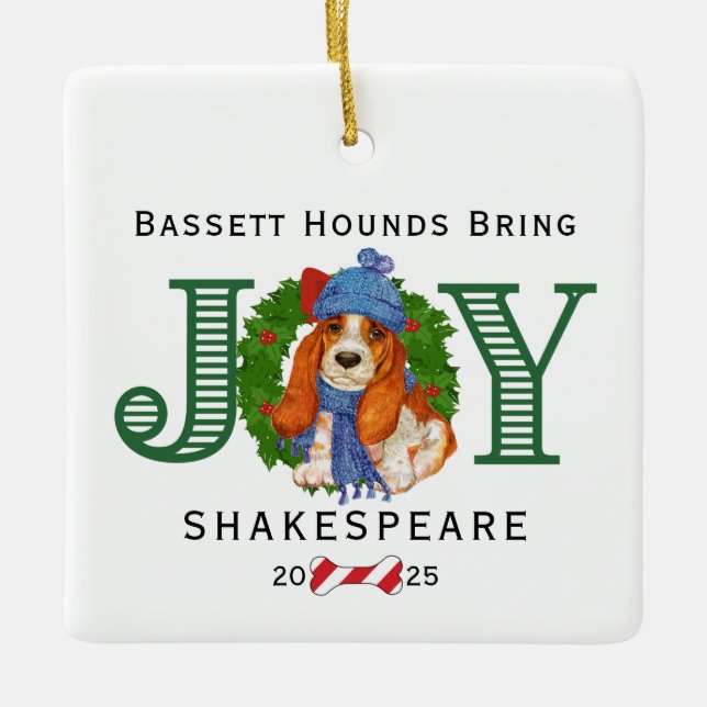 Bassett Hounds Bring Joy Keramikornament (Vorderseite)