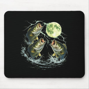Bassfisch heult zum Mond Vintage-Angler Mousepad