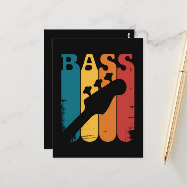 Bassgitarre Postkarte (Vorderseite/Rückseite Beispiel)