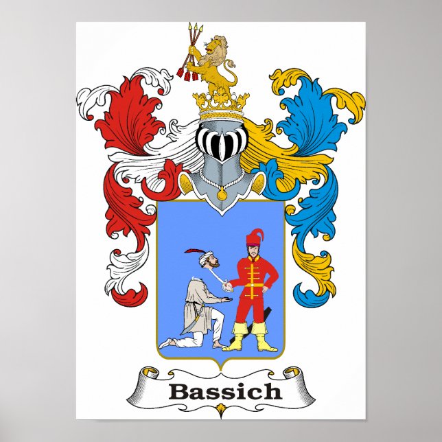 Bassich Familie Ungarische Wappendecke 10x15" Prin Poster (Vorne)